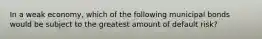 In a weak economy, which of the following municipal bonds would be subject to the greatest amount of default risk?