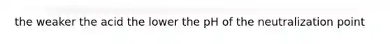 the weaker the acid the lower the pH of the neutralization point