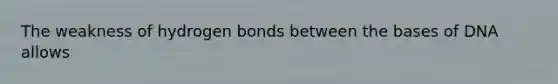 The weakness of hydrogen bonds between the bases of DNA allows