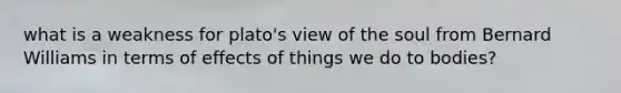 what is a weakness for plato's view of the soul from Bernard Williams in terms of effects of things we do to bodies?