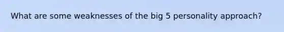 What are some weaknesses of the big 5 personality approach?