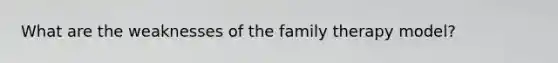 What are the weaknesses of the family therapy model?