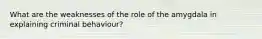What are the weaknesses of the role of the amygdala in explaining criminal behaviour?