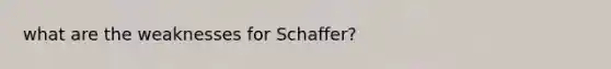 what are the weaknesses for Schaffer?