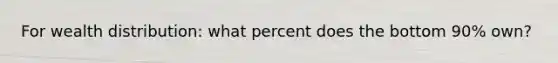 For wealth distribution: what percent does the bottom 90% own?