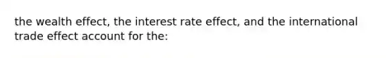 the wealth effect, the interest rate effect, and the international trade effect account for the: