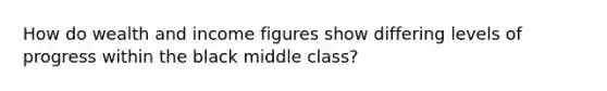 How do wealth and income figures show differing levels of progress within the black middle class?