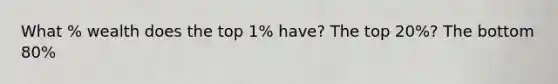 What % wealth does the top 1% have? The top 20%? The bottom 80%