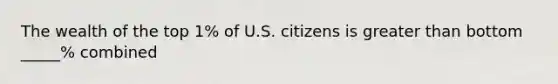 The wealth of the top 1% of U.S. citizens is greater than bottom _____% combined