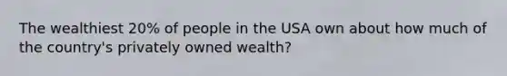 The wealthiest 20% of people in the USA own about how much of the country's privately owned wealth?