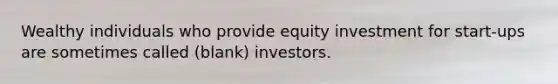 Wealthy individuals who provide equity investment for start-ups are sometimes called (blank) investors.