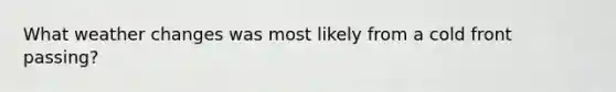 What weather changes was most likely from a cold front passing?