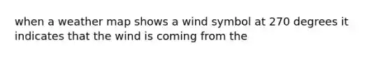 when a weather map shows a wind symbol at 270 degrees it indicates that the wind is coming from the