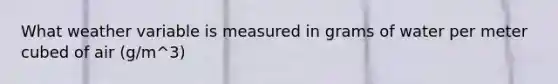 What weather variable is measured in grams of water per meter cubed of air (g/m^3)
