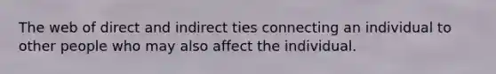 The web of direct and indirect ties connecting an individual to other people who may also affect the individual.