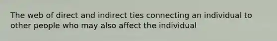 The web of direct and indirect ties connecting an individual to other people who may also affect the individual