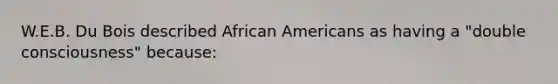 W.E.B. Du Bois described African Americans as having a "double consciousness" because: