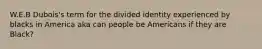 W.E.B Dubois's term for the divided identity experienced by blacks in America aka can people be Americans if they are Black?