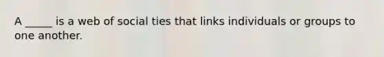 A _____ is a web of social ties that links individuals or groups to one another.