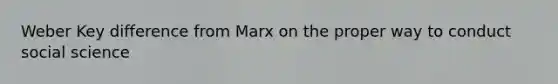 Weber Key difference from Marx on the proper way to conduct social science