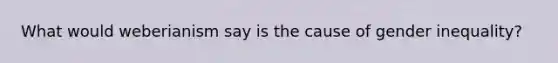 What would weberianism say is the cause of gender inequality?