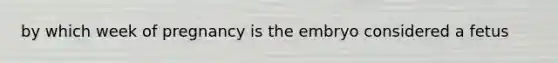 by which week of pregnancy is the embryo considered a fetus