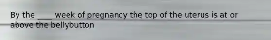 By the ____ week of pregnancy the top of the uterus is at or above the bellybutton