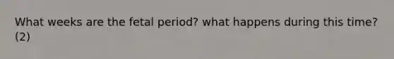 What weeks are the fetal period? what happens during this time? (2)