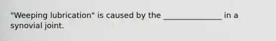 "Weeping lubrication" is caused by the _______________ in a synovial joint.
