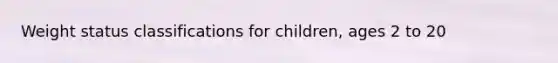 Weight status classifications for children, ages 2 to 20