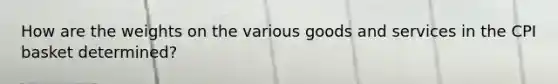 How are the weights on the various goods and services in the CPI basket determined?