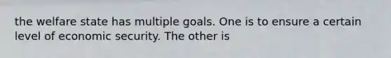 the welfare state has multiple goals. One is to ensure a certain level of economic security. The other is