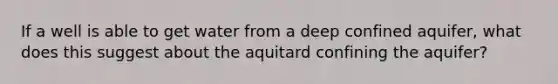 If a well is able to get water from a deep confined aquifer, what does this suggest about the aquitard confining the aquifer?