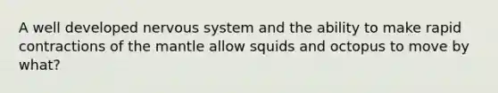 A well developed nervous system and the ability to make rapid contractions of the mantle allow squids and octopus to move by what?