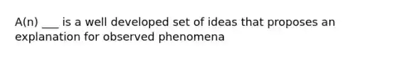 A(n) ___ is a well developed set of ideas that proposes an explanation for observed phenomena