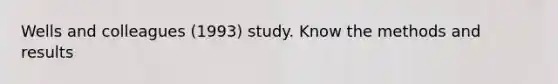 Wells and colleagues (1993) study. Know the methods and results