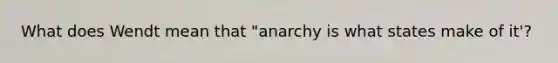 What does Wendt mean that "anarchy is what states make of it'?