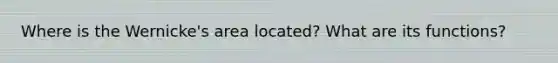 Where is the Wernicke's area located? What are its functions?