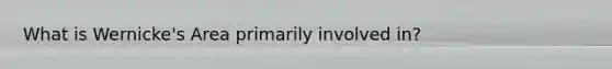 What is Wernicke's Area primarily involved in?