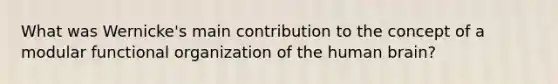 What was Wernicke's main contribution to the concept of a modular functional organization of the human brain?