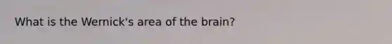 What is the Wernick's area of the brain?