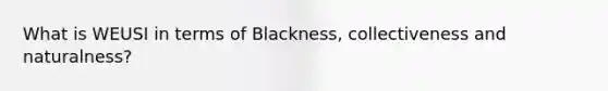 What is WEUSI in terms of Blackness, collectiveness and naturalness?