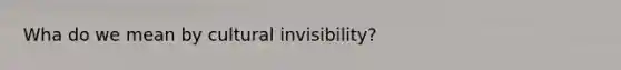 Wha do we mean by cultural invisibility?