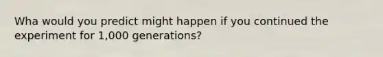 Wha would you predict might happen if you continued the experiment for 1,000 generations?