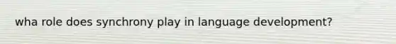 wha role does synchrony play in language development?