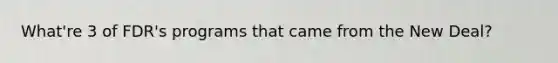 What're 3 of FDR's programs that came from the New Deal?
