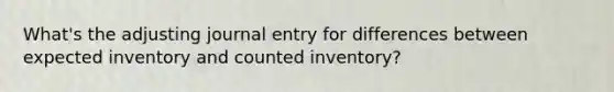 What's the adjusting journal entry for differences between expected inventory and counted inventory?