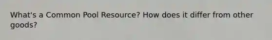 What's a Common Pool Resource? How does it differ from other goods?