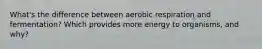 What's the difference between aerobic respiration and fermentation? Which provides more energy to organisms, and why?