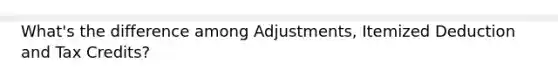 What's the difference among Adjustments, Itemized Deduction and Tax Credits?